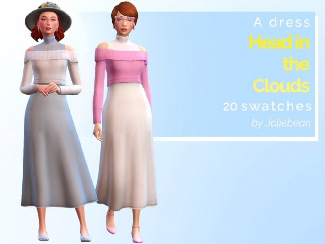 Sims 4 Head in the Clouds dress in 20 swatches at Joliebean