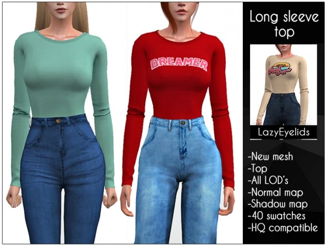 Sims 4 Long sleeve top at LazyEyelids
