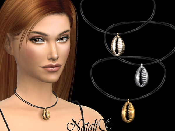 Sims 4 Cowrie pendant necklace by NataliS at TSR