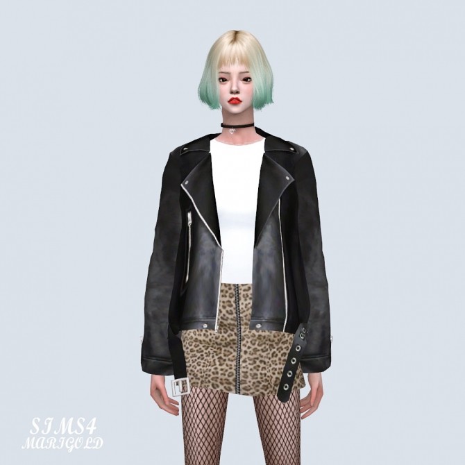 Sims 4 Loose fit Leather Jacket With T (P) at Marigold