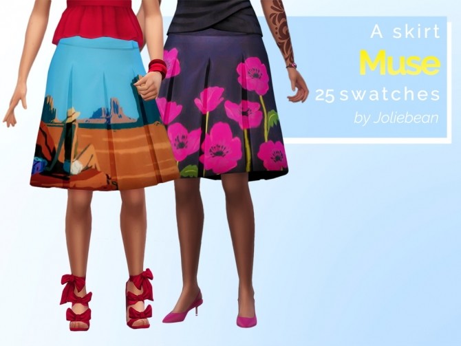 Sims 4 Muse skirt in 25 swatches at Joliebean