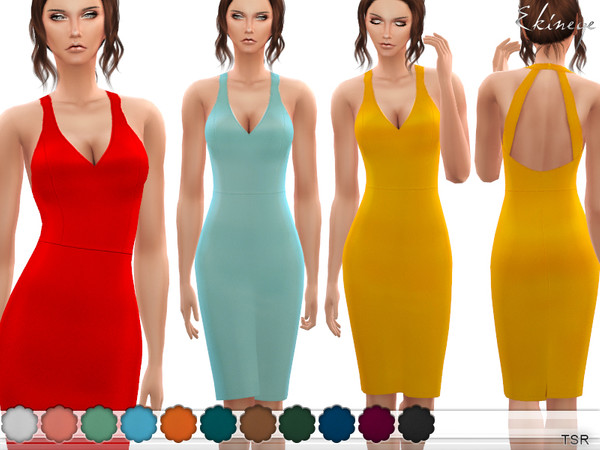 Sims 4 Backless Midi Dress by ekinege at TSR