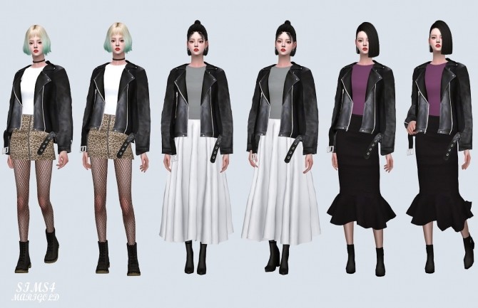 Sims 4 Loose fit Leather Jacket With T (P) at Marigold