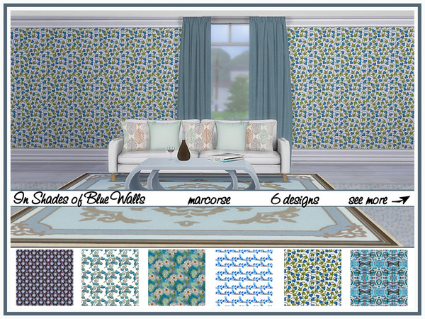 Sims 4 In Shades of Blue Walls by marcorse at TSR