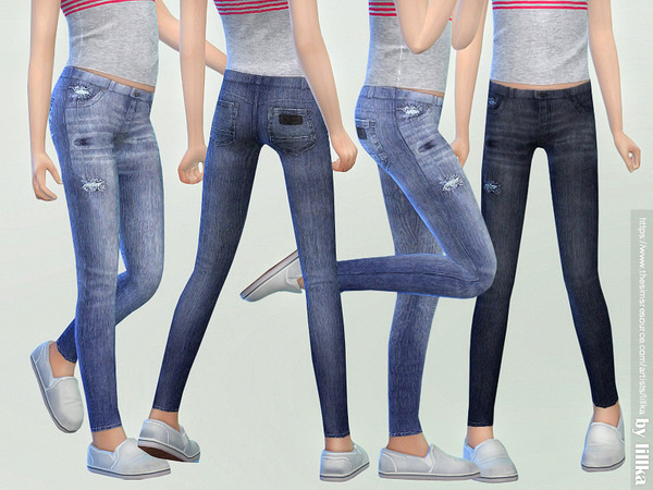 Sims 4 Skinny Jeans for Girls 03 by lillka at TSR