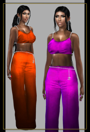 Flared jumpsuit with chains at FusionStyle by Sviatlana