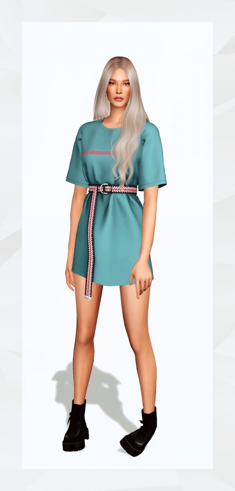 Sims 4 Belted T Shirt Dress at Gorilla