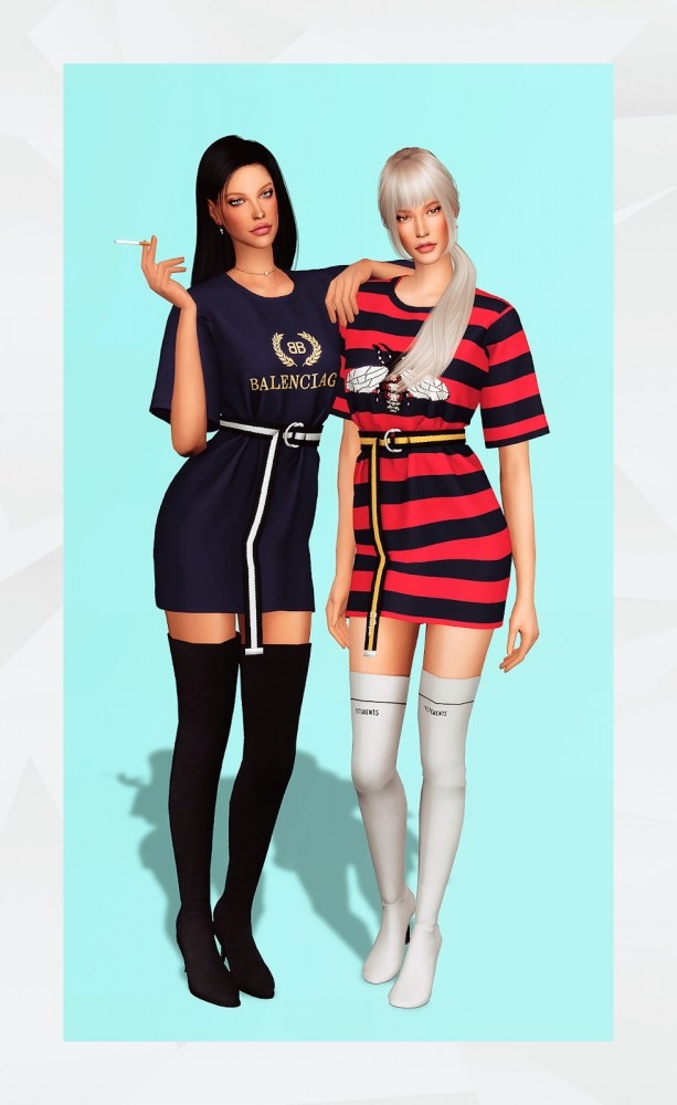 Sims 4 Belted T Shirt Dress at Gorilla