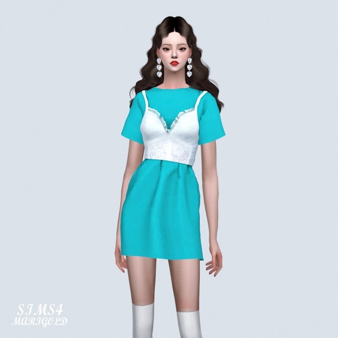 Sims 4 Bustier With Long T shirt Dress (P) at Marigold