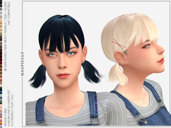 Sims 4 Kasumi Hair SET by magpiesan at TSR