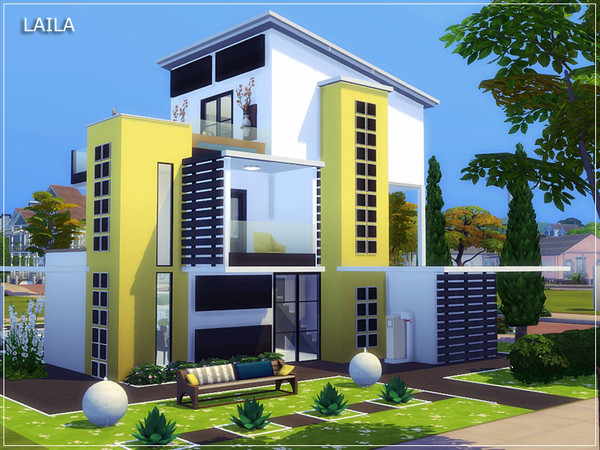 Sims 4 LAILA modern house by marychabb at TSR