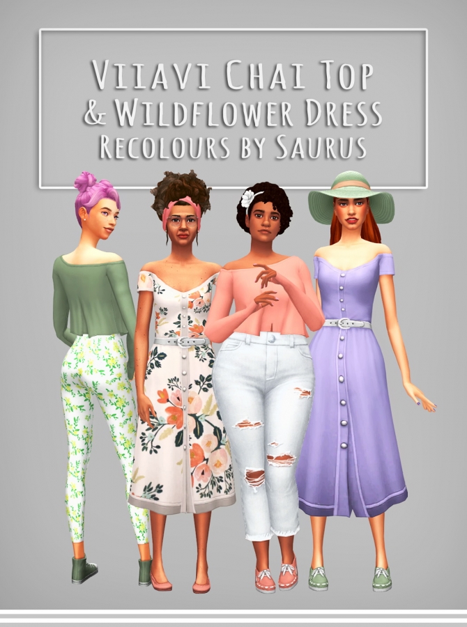 Viiavis Chai Top Wildflower Dress Recoloured At Saurus Sims Sims Updates