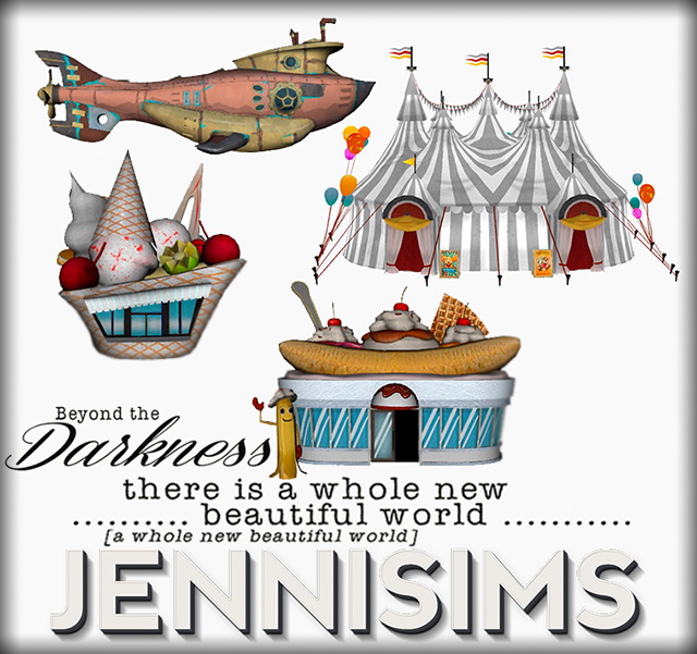 Sims 4 Decorative Environment 4 Items: Stands, Circus, Submarine at Jenni Sims