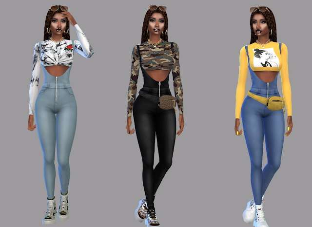 Sims 4 Comfy Denim Jumpsuit Recolor at Teenageeaglerunner