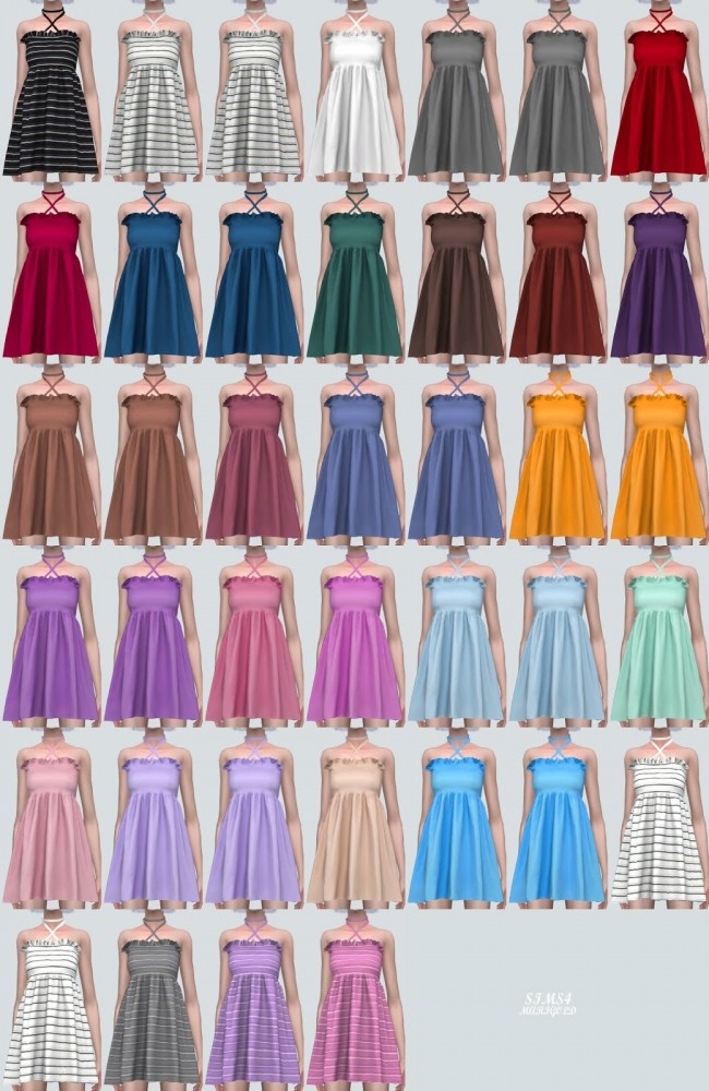 Sims 4 X Strap Frill Mini Dress V2 (P) at Marigold