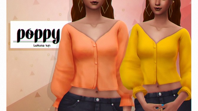 Sims 4 POPPY buttoned top at Viiavi