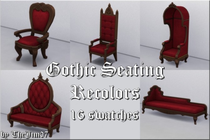 Sims 4 Gothic Seating Recolors by TheJim07 at Mod The Sims