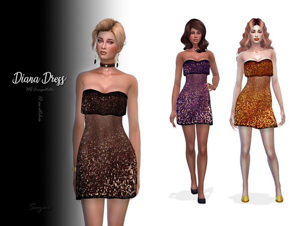 Sims 4 Diana Dress by Suzue at TSR