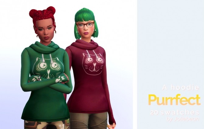 Sims 4 Purrfect hoodie in 20 swatches at Joliebean