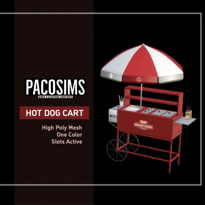 Sims 4 HOT DOG CART (P) at Paco Sims