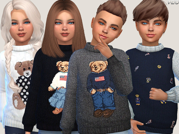 Sims 4 Teddy Bear Sweaters For Children by Pinkzombiecupcakes at TSR
