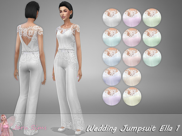 Sims 4 Wedding Jumpsuit Ella 1 by Jaru Sims at TSR