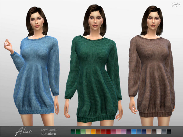 Sims 4 Alice Sweater Dress by Sifix at TSR