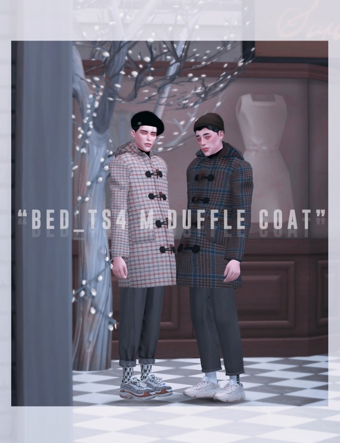 Sims 4 M duffle coat at Bedisfull – iridescent