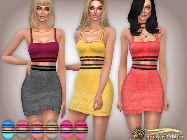 Sims 4 Knitted Texture Bralet Skirt by Harmonia at TSR