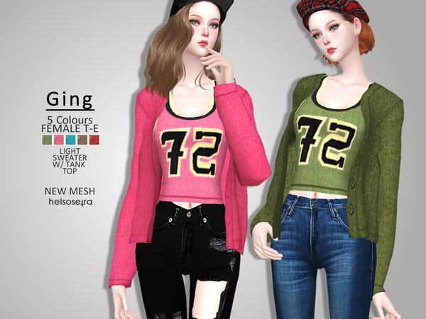 Sims 4 GING sweater w/ Tank Top by Helsoseira at TSR