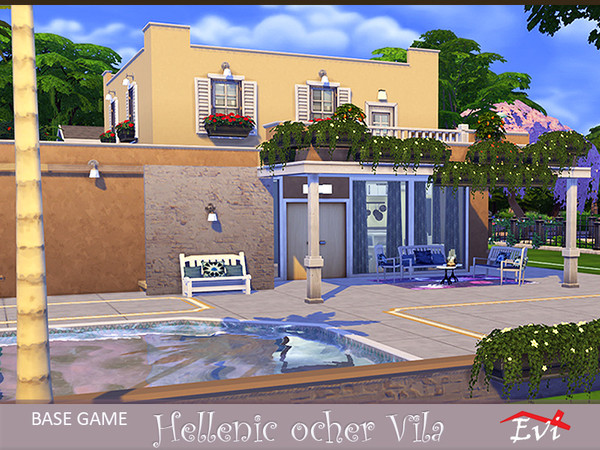 Sims 4 Hellenic ocher Villa by evi at TSR