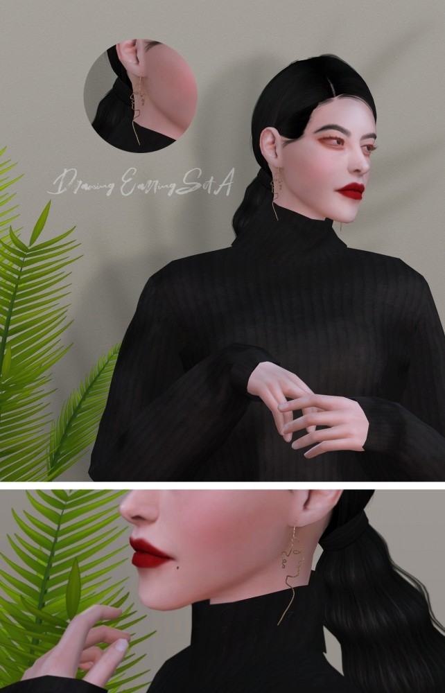 Sims 4 FM Drawing earrings set at Bedisfull – iridescent