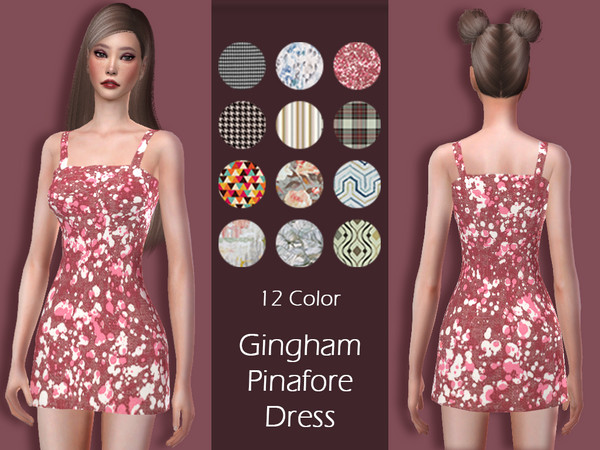 Sims 4 LMCS Gingham Pinafore Dress by Lisaminicatsims at TSR