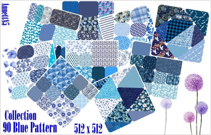 Sims 4 Collection 90 Blue Pattern at Annett’s Sims 4 Welt