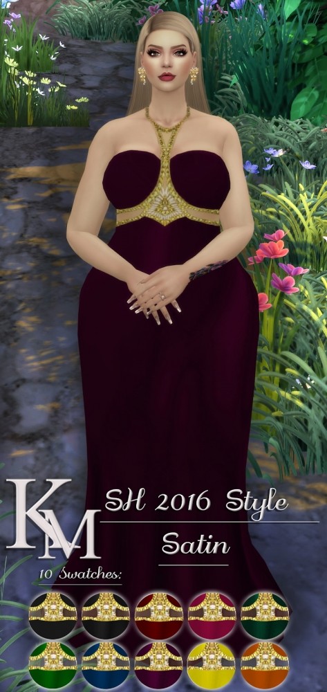 Sims 4 SH 2016 Style Satin dress by Katarina at KM