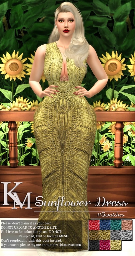 Sims 4 Sunflower Dress by Katarina at KM