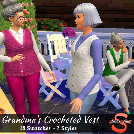 Sims 4 Grandma’s Crocheted Vest at Strenee Sims