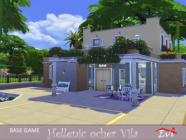 Sims 4 Hellenic ocher Villa by evi at TSR