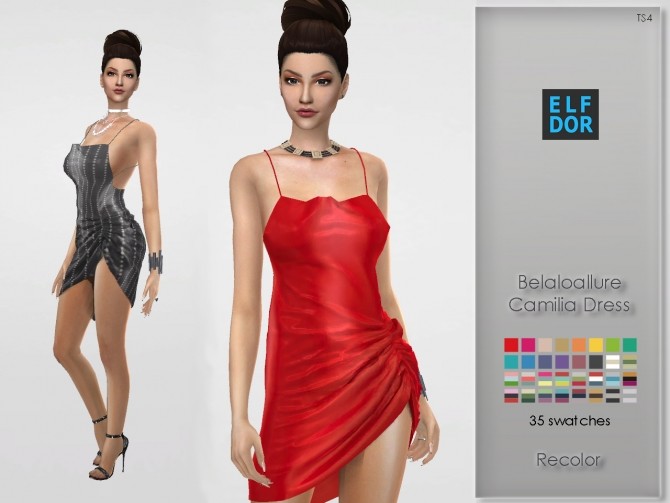 Sims 4 Belaloallure Camilia Dress Recolor at Elfdor Sims