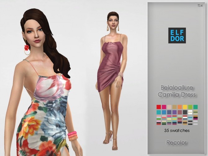 Sims 4 Belaloallure Camilia Dress Recolor at Elfdor Sims