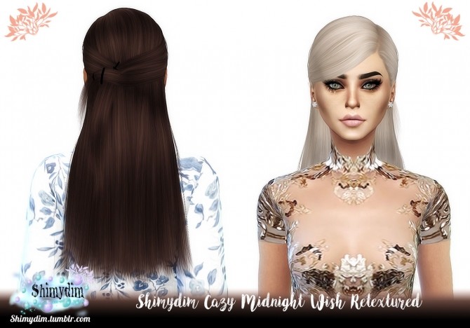 Sims 4 RedheadSims CC Cazy Midnight Wish Hair Retexture Naturals + Unnaturals at Shimydim Sims