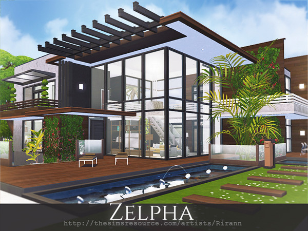Sims 4 Zelpha contemporary house by Rirann at TSR