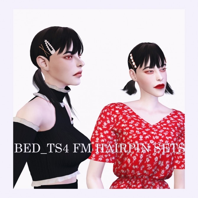 Sims 4 FM hairpin set at Bedisfull – iridescent
