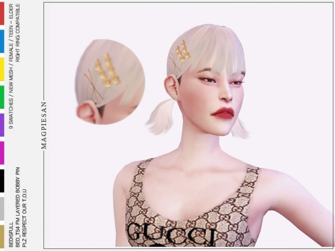Sims 4 FM hairpin set at Bedisfull – iridescent