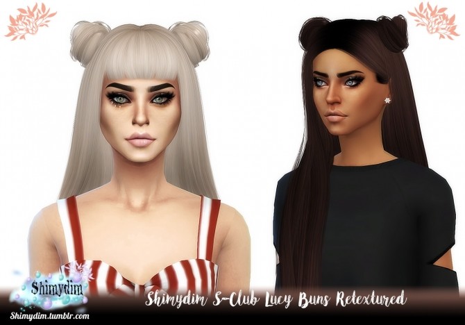 Sims 4 S Club Lucy Buns Accessory Hair Retexture Naturals + Unnaturals at Shimydim Sims