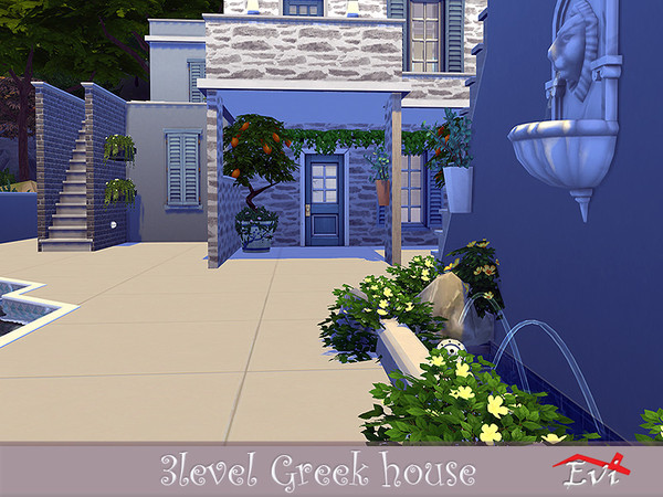 Sims 4 3 Level Greek house by evi at TSR