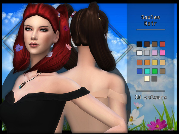 Sims 4 Saules Hair Flowers SET by OranosTR at TSR