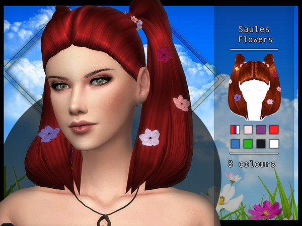 Sims 4 Saules Hair Flowers SET by OranosTR at TSR