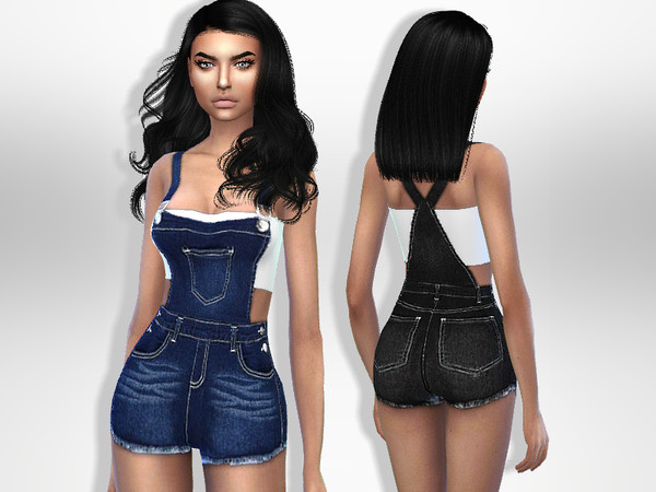 Sims 4 Meghan Dungarees by Puresim at TSR