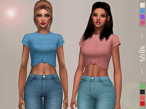 Sims 4 Summer Ribbed Top by Margeh 75 at TSR